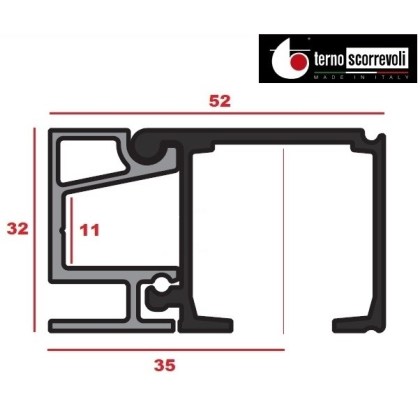 Kit per porta scorrevole binario più carrelli