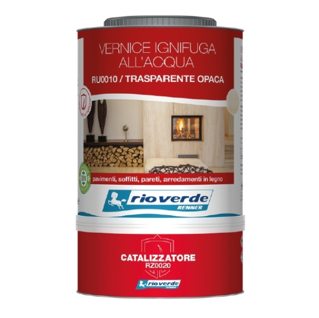 Vernice Ignifuga all'Acqua Classe 1 Trasparente Opaca RU0010 - RZ0020 da 3 lt Rio Verde